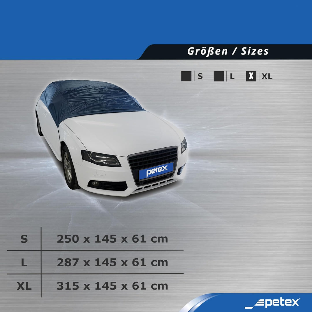 PETEX Autoabdeckung Halbgarage Grösse XL (ca 315 x 145 x 61 cm), Nylon, blau, XL