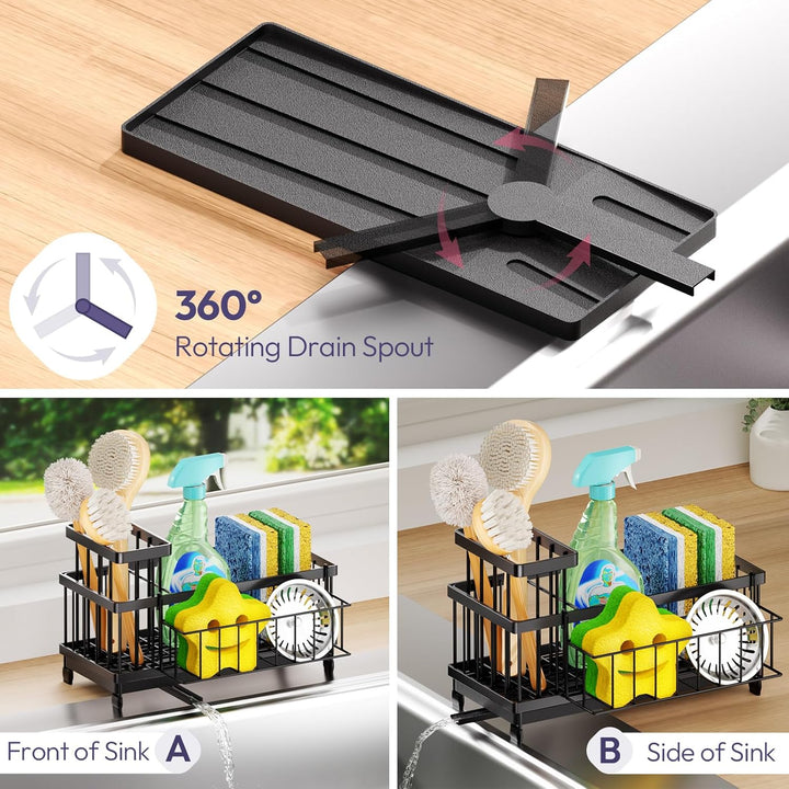 SWTYMIKI Spülbecken Organizer Spülmittel Organizer - Grosser Spüle Organizer mit 360° Automatischer