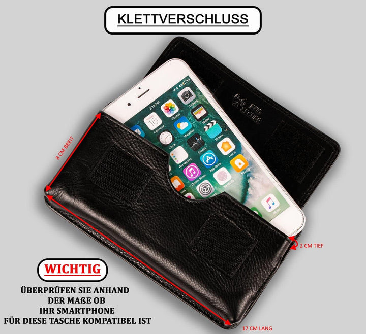 MATADOR Handy-Tasche Gürteltasche Herren Echt Leder Quertasche mit Klettverschluss Breite Gürtelschl