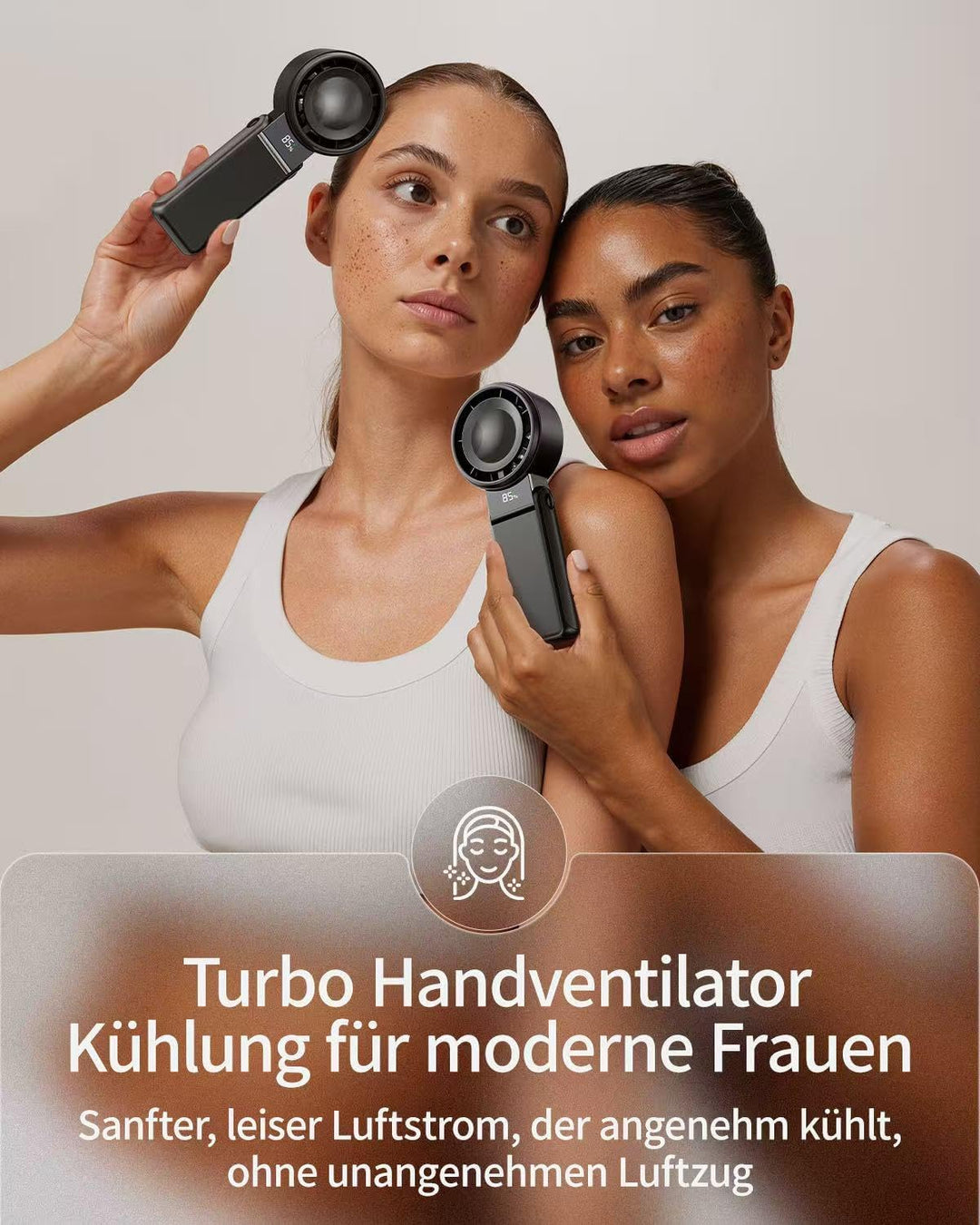 SWEETFULL Handventilator Tragbarer Turbo, Mini Ventilator,USB-Aufladbar, 5 Geschwindigkeitsstufen,20