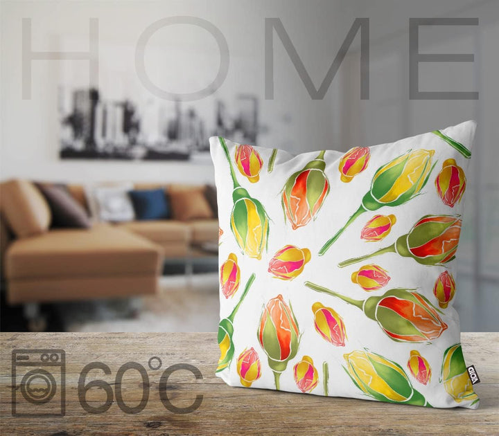 VOID Rosen Blumenmuster Grafik 80x80 Kissenhülle Polyester Zierkissen Couchkissen Ostern Osterdeko D