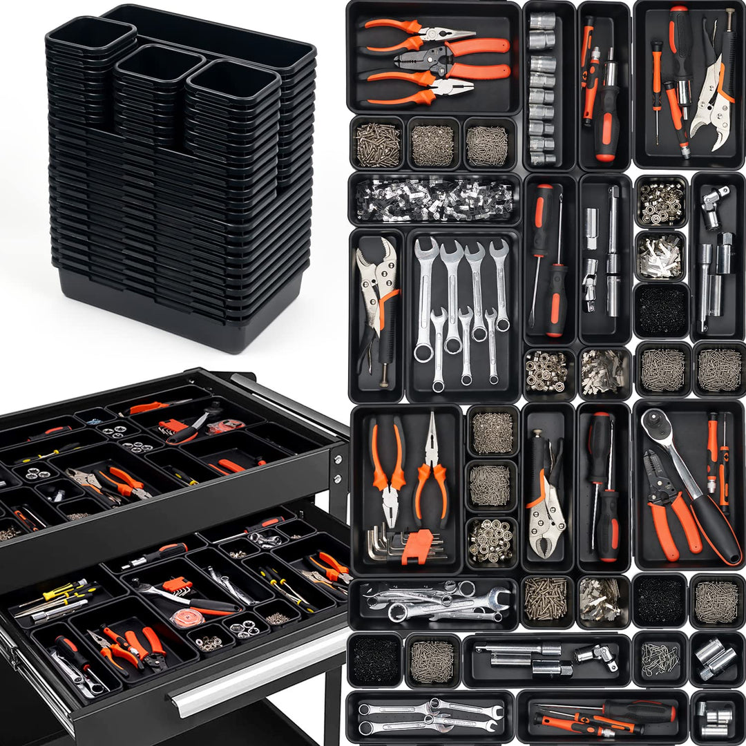 45 Stück Werkzeugkoffer Leer Organizer Sortierbox, Werkzeugaufbewahrung Schubladen Ordnungssystem We