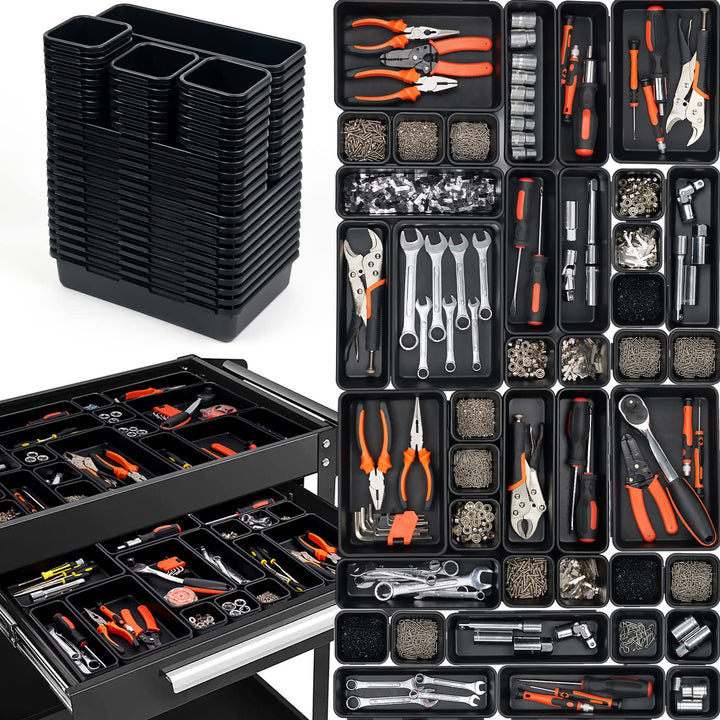 45 Stück Werkzeugkoffer Leer Organizer Sortierbox, Werkzeugaufbewahrung Schubladen Ordnungssystem We