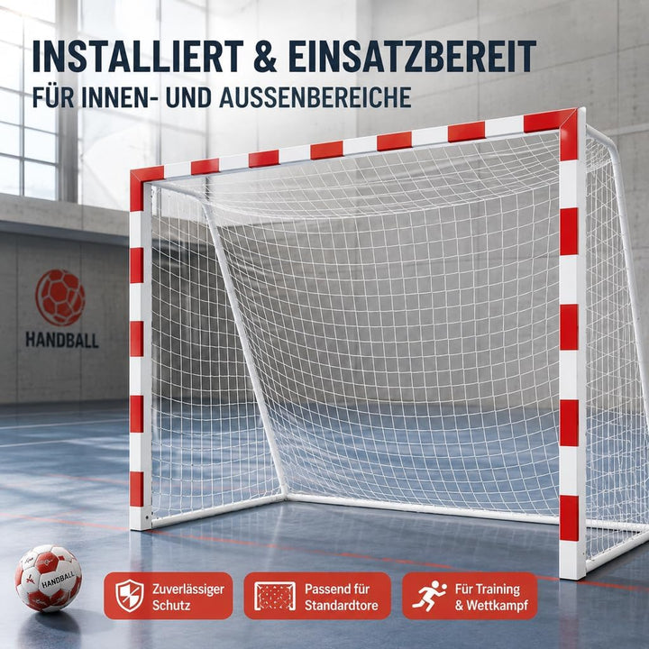 Handballnetz 3x2m Polypropylen mit 2m Befestigungsseil, 2er Set