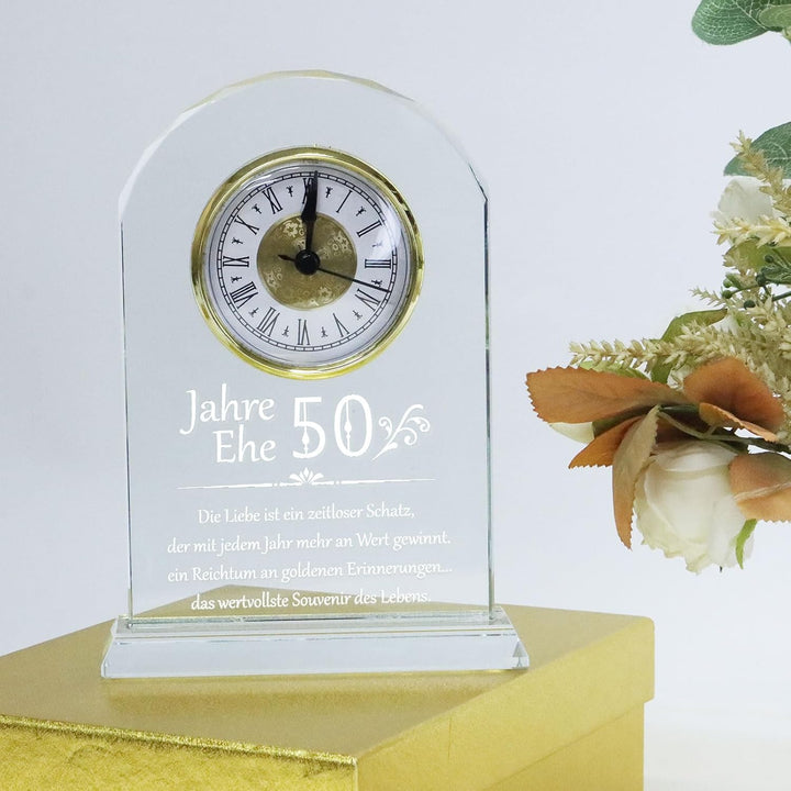 Top-spring Geschenk zum 50. Jahrestag der Hochzeit, Schreibtischuhr als Andenken für Eltern und Gros
