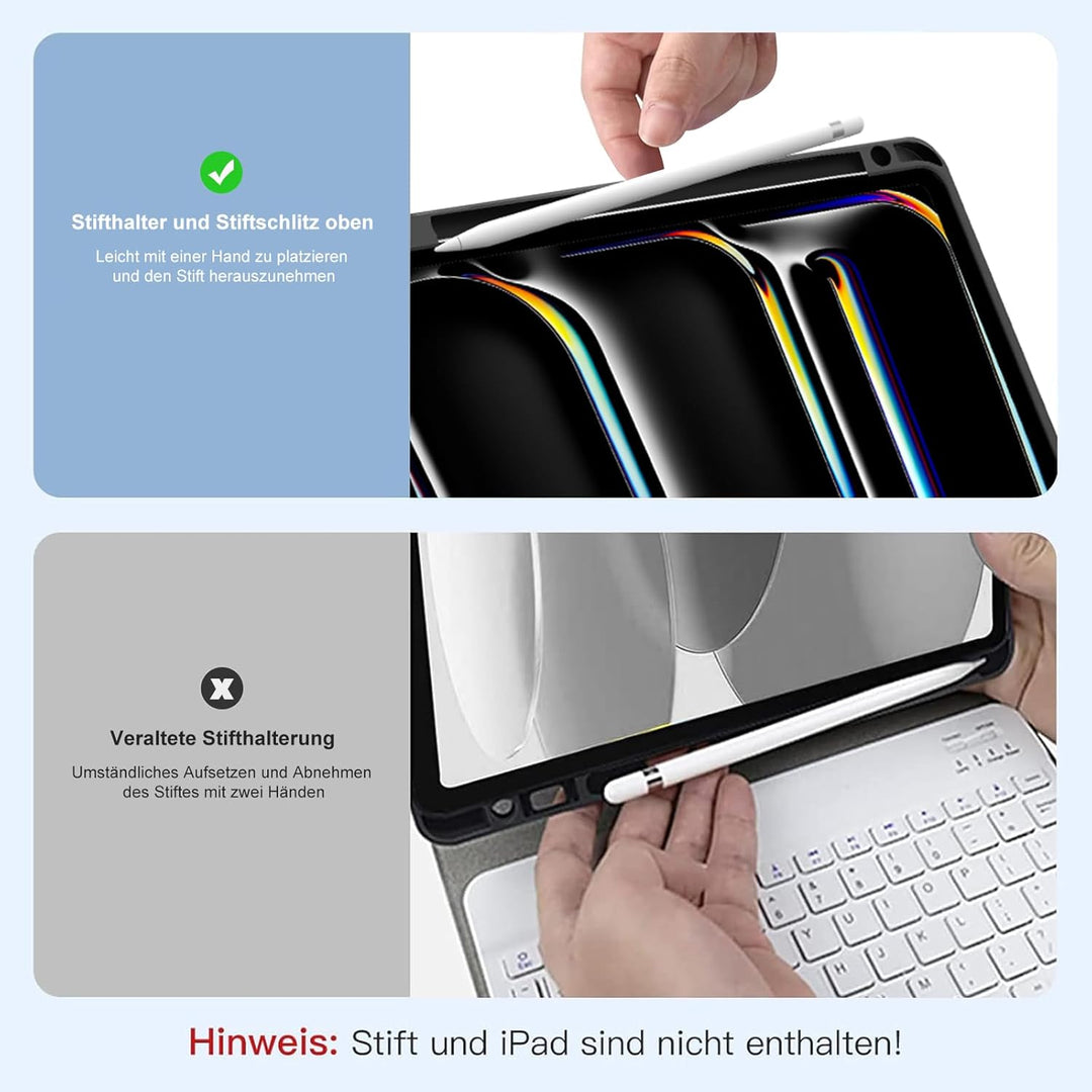 IVEOPPE Tastatur für iPad pro 11" 2024 (M4), Hülle mit Tastatur für iPad Pro 5. Generation, Magnetis