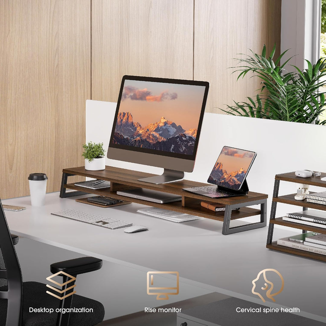 Fenge Dual Monitorständer Riser 108cm Grosse Computer Bildschirmständer für PC/Laptop/Fax/Drucker/TV