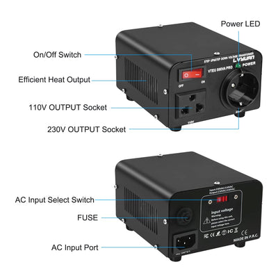 Cantonape 500W Spannungswandler, 230V bis 110V USA Spannungswandler Ringkern-Transformator 500VA Pro