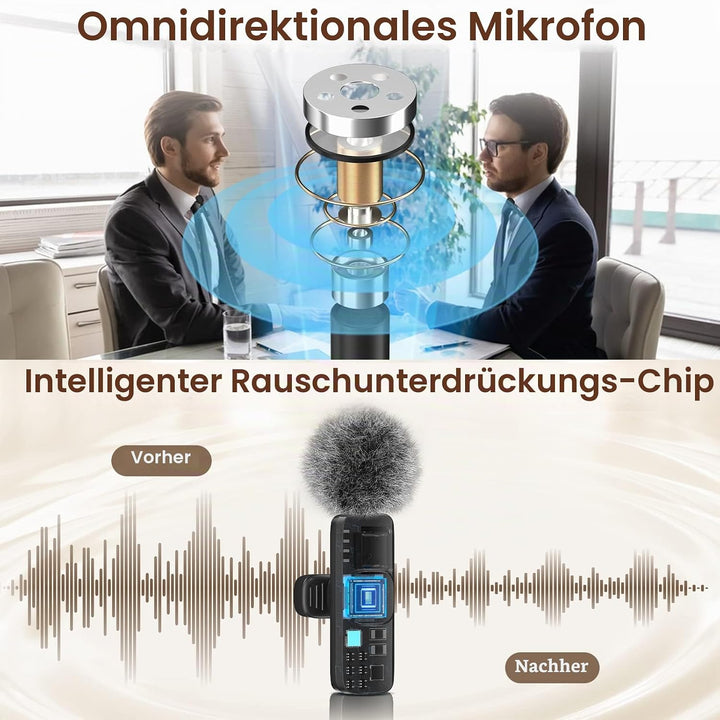 HMKCH Kabelloses Lavalier Mikrofon für iPhone/Android Telefon/Kamera/Computer/Laptop, Professionelle