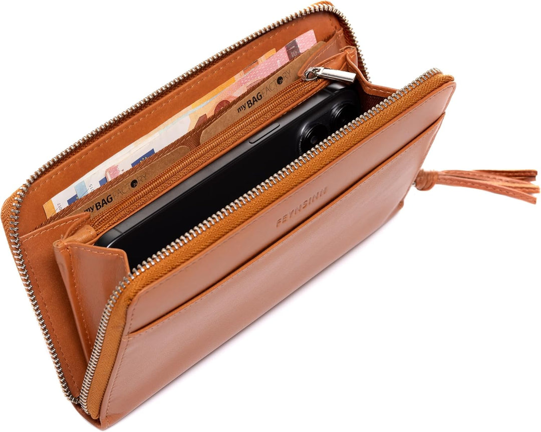 FEYNSINN Berlin Geldbörse Damen Stars aus Nappa-Leder I Portemonnaie gross für Damen I Geldbeutel ha