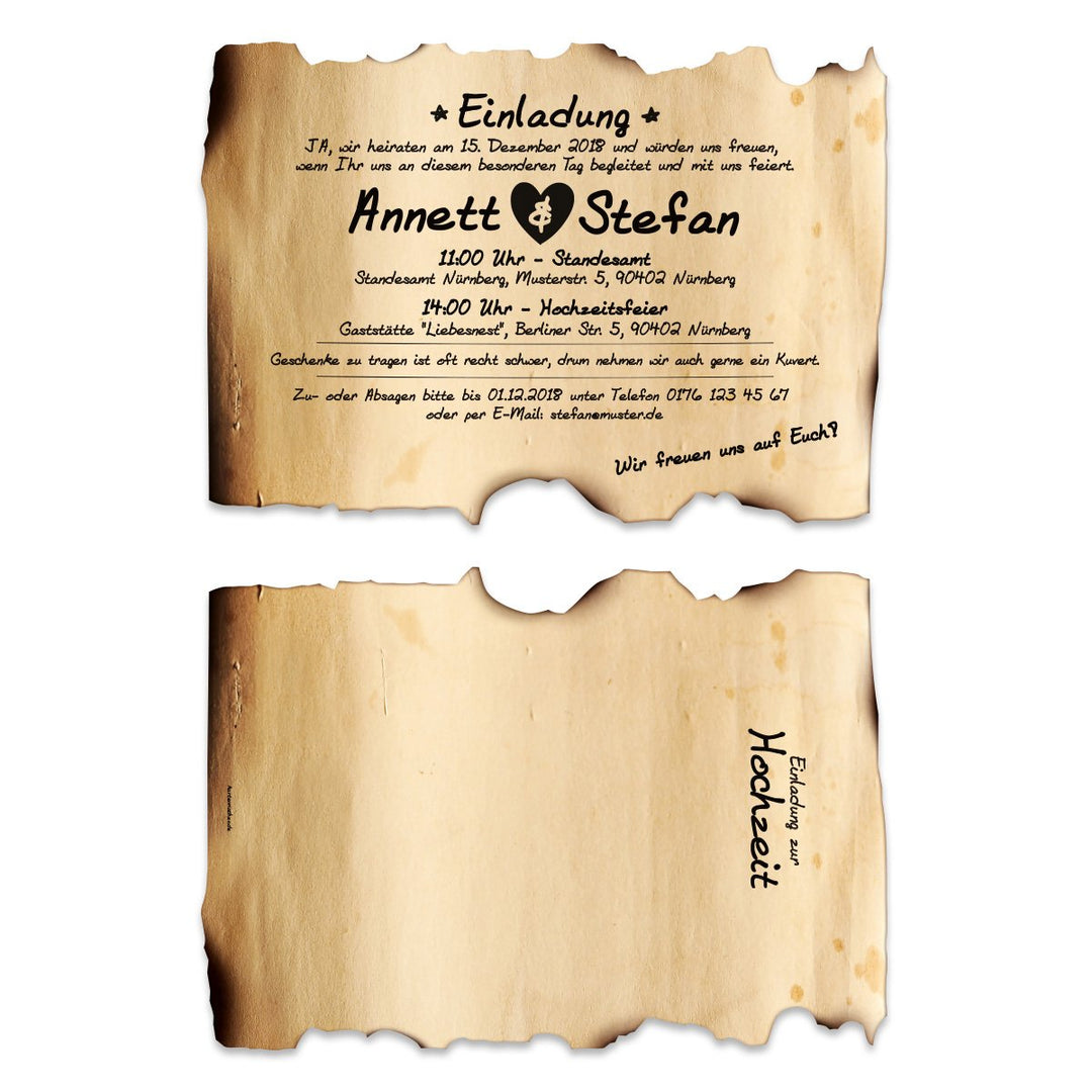 Kartenmachen.de Lasergeschnittene Hochzeitseinladungen Einladungskarten Hochzeit - Vintage Flaschenp