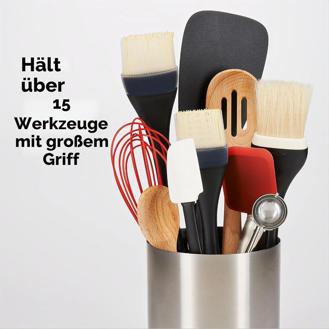 OXO Good Grips Rotierender Utensilienhalter, Edelstahl rund, drehbar, rund, drehbar