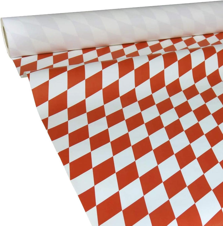 JUNOPAX 50m x 0,75m Papiertischdecke Raute rot-weiss 50 m x 0,75 m Fränkische Raute Rot-weiss, 50 m