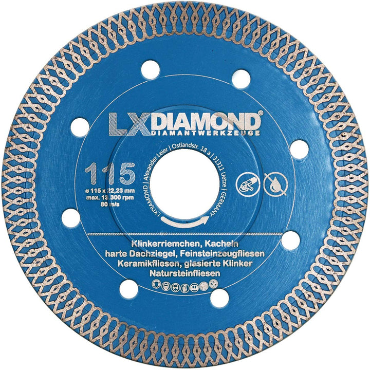 LXDIAMOND Diamant-Trennscheibe 115mm x 22,23mm Premium extra dünn 1,2mm Diamantscheibe für Fliesen F