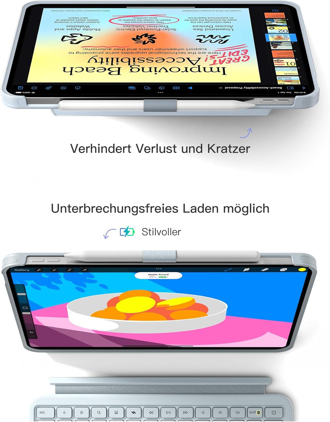 Inateck Hülle mit Tastatur für iPad Air 11 Zoll(2025/2024),Air 5/4,für iPad Pro 11 Zoll, 5,1" Vollfl