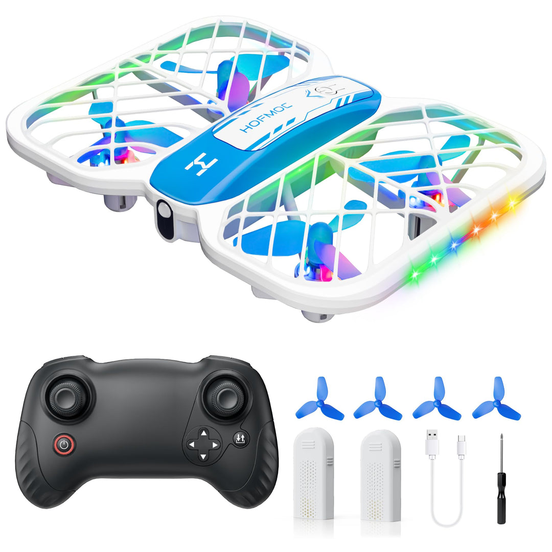 Mini Drohne für Kinder, HOFMOC Mini Drohne mit 5 LED-Leuchten, 3D-Flip, One-Key Start/Landung, Headl