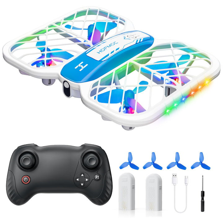 Mini Drohne für Kinder, HOFMOC Mini Drohne mit 5 LED-Leuchten, 3D-Flip, One-Key Start/Landung, Headl