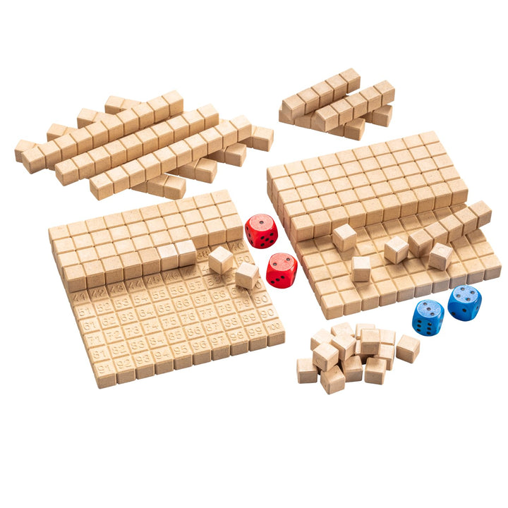 WISSNER® Mathespiel Hunderterraum aus RE-Wood® - Nachhaltiges Lernspiel für Kinder- Made in Germany
