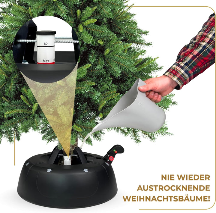 Stabiler Christbaumständer für Baumhöhe bis 2,5m, mit Fusspedal und Einseiltechnik, inkl. 2,5L Wasse