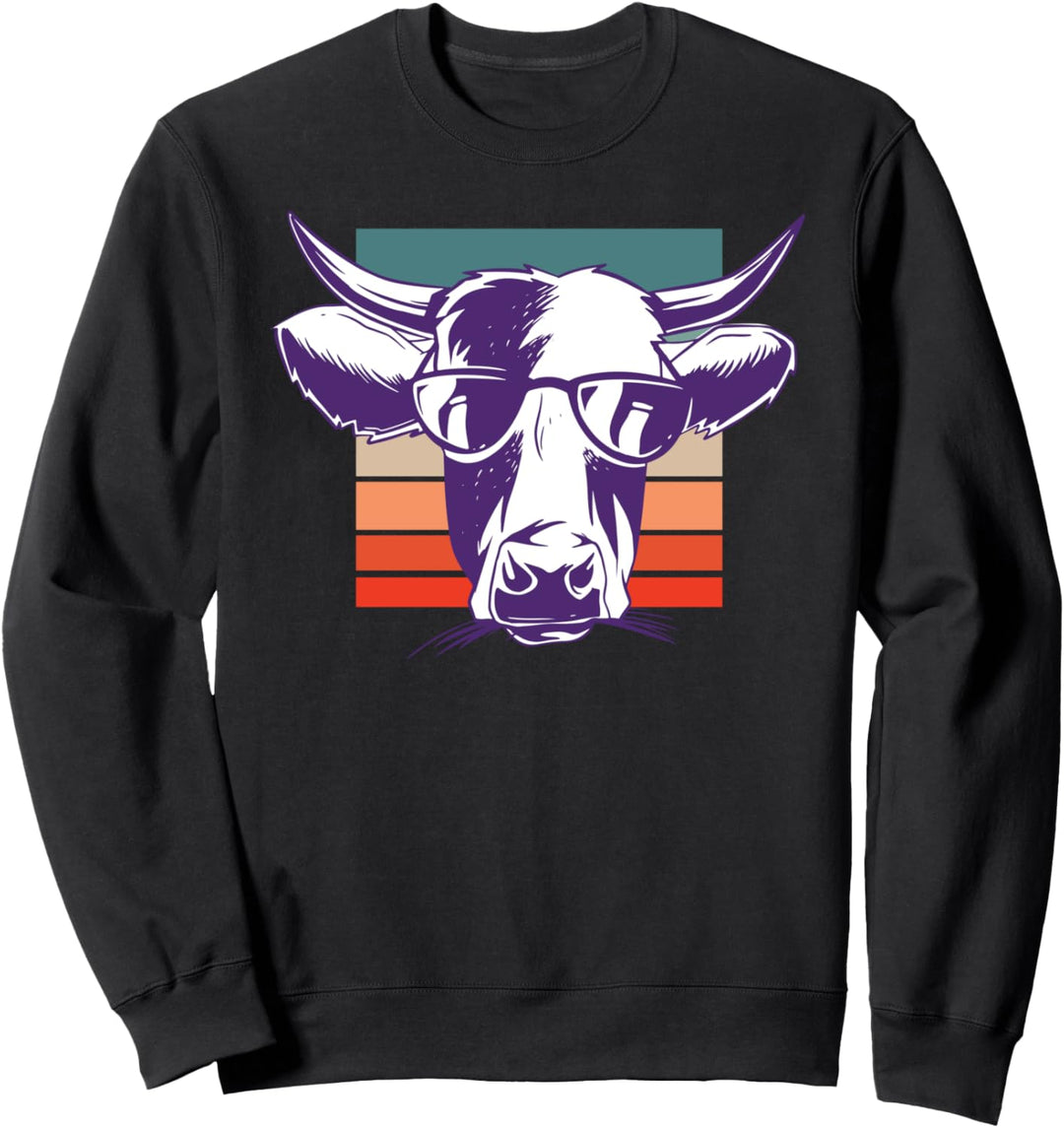 Witziges Kuhgesicht mit Sonnenbrille in Regenbogenfarben Sweatshirt
