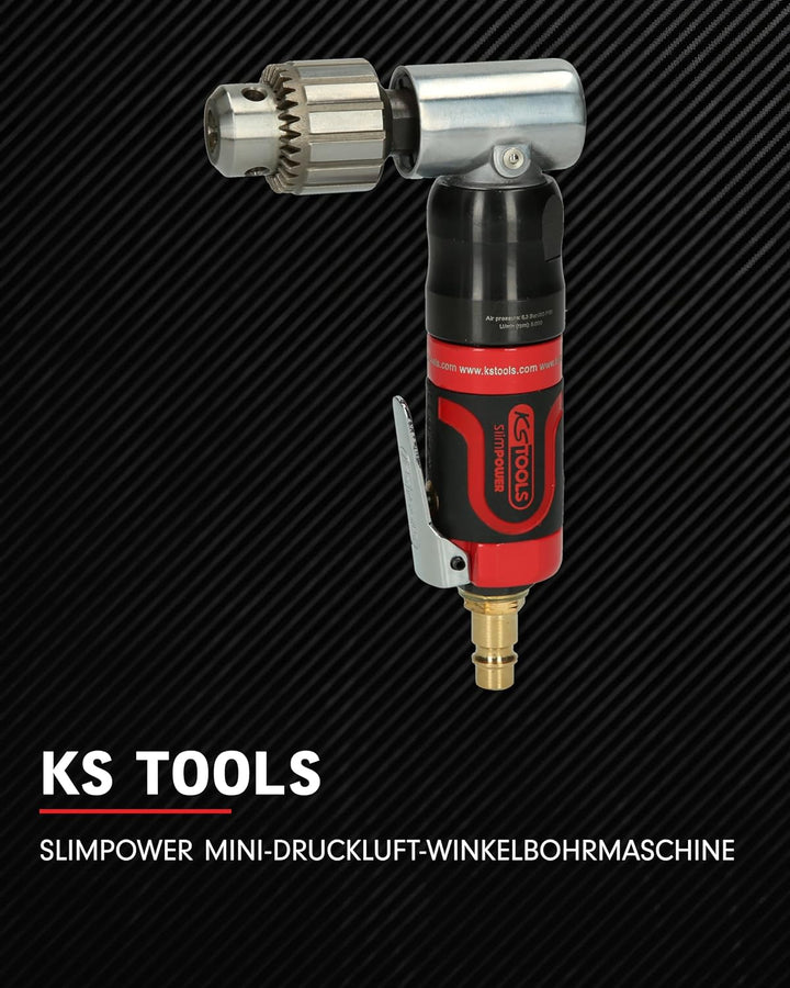 KS Tools Druckluft Winkelbohrmaschine 3/8" SlimPOWER 515.5525 I Winkelbohrmaschine Druckluft mit Zah