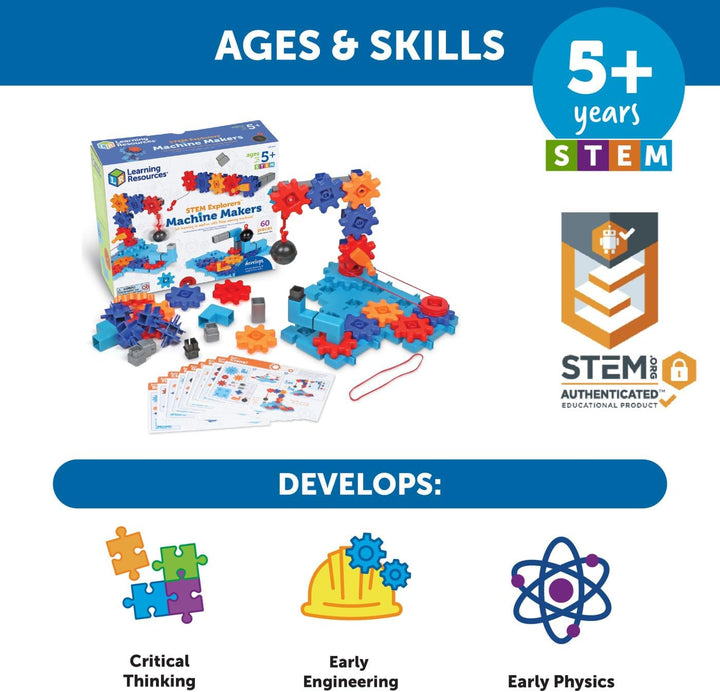 Learning Resources STEM Explorers Maschinenbauer, 50-teilig, ab 5 Jahren, Mint-Spielzeug, Mint-Bausp