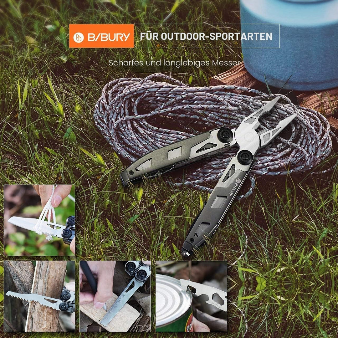 Geschenke für Männer, BIBURY 18 in 1 Taschenwerkzeug, Titan-Griff Design Multitools Edelstahl, Multi