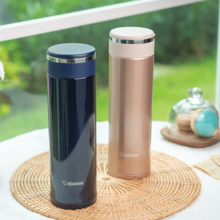 Zojirushi Reisebecher aus Edelstahl mit Teeblattfilter, 453.6 g/0.46 Liter, Dunkelblau Dunkelblau 1