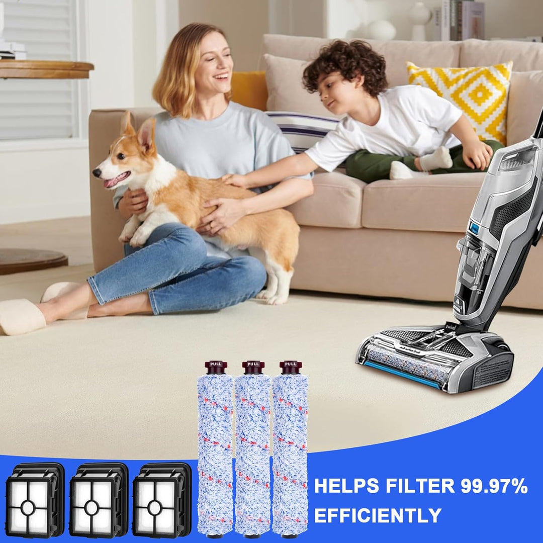 Zubehör für Bissell CrossWave, Ersatzteile für Bissell mit 3 Bürstenrollen, 3 Ersatz Filter und 1 Re