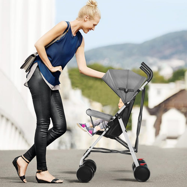 Kinderbuggy, Kinderwagen Zusammenklappbar, Reise-Kinderwagen mit Wattepads und Moskitonetzen (Grau)