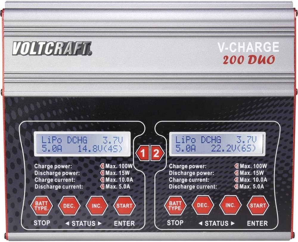 VOLTCRAFT V-Charge 200 Duo Modellbau-Multifunktionsladegerät 12 V, 230 V 10 A Blei, NiMH, NiCd, LiPo
