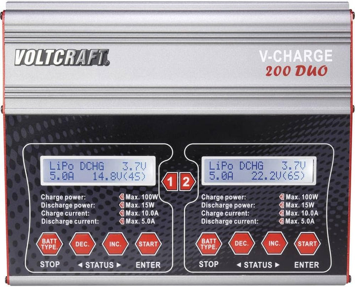 VOLTCRAFT V-Charge 200 Duo Modellbau-Multifunktionsladegerät 12 V, 230 V 10 A Blei, NiMH, NiCd, LiPo