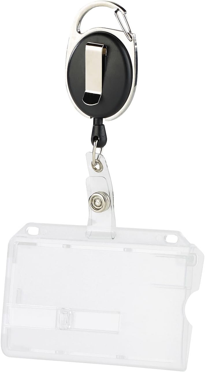 General Office Ausweis-Hülle: 50er-Set Ausweishüllen aus Hartplastik, 60-cm-Jojo-Befestigungs-Clip (