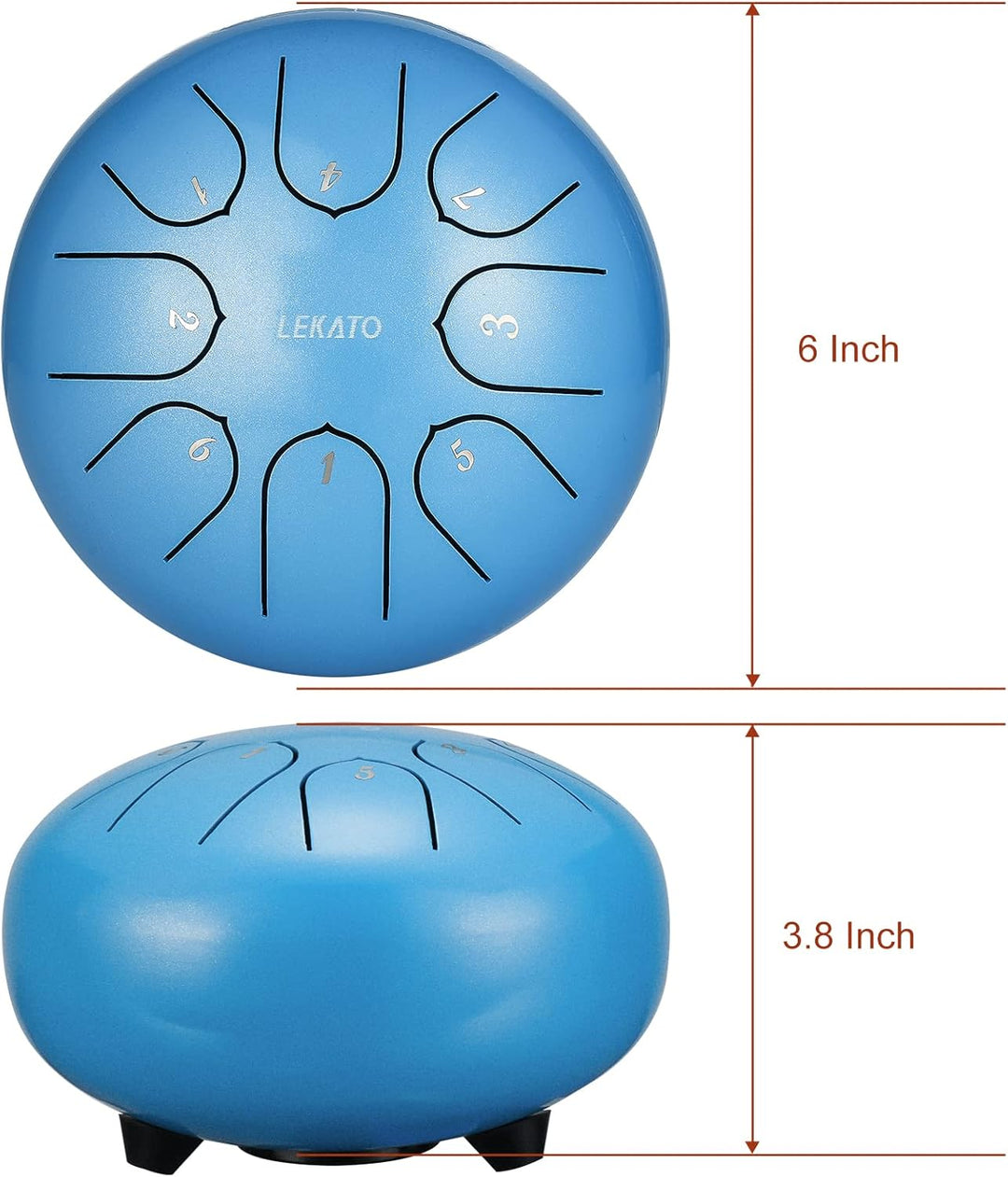LEKATO Steel Tongue Drum, 6 Zoll 8 Tone Zungentrommel Schlagzeug, Steel Pan Töne Schlaginstrument Ha