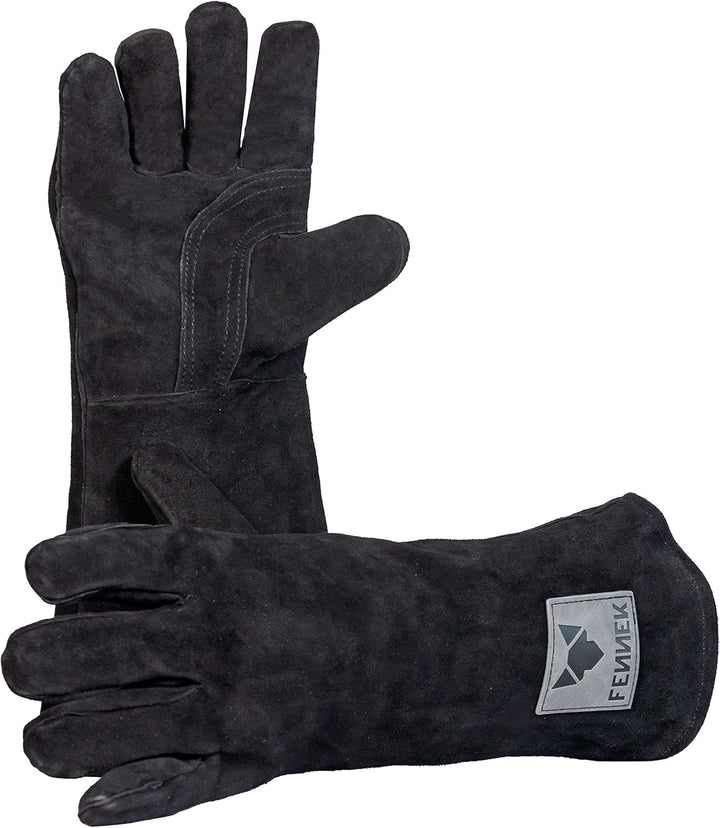 FENNEK | Premium Grillhandschuhe aus Leder | sehr hitzebeständig | 1 Paar- Einheitsgrösse, Handschuh