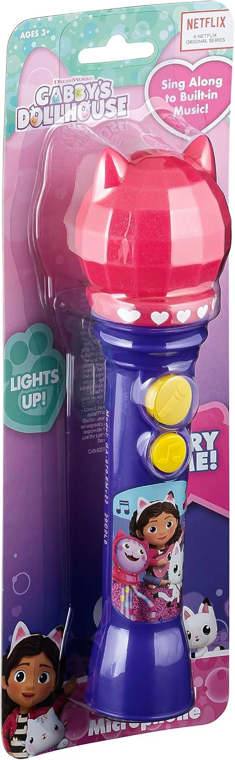 ekids KIDdesigns Gabby's Dollhouse Sing Along Microphone for Kids | Real Working Microphone| Built i