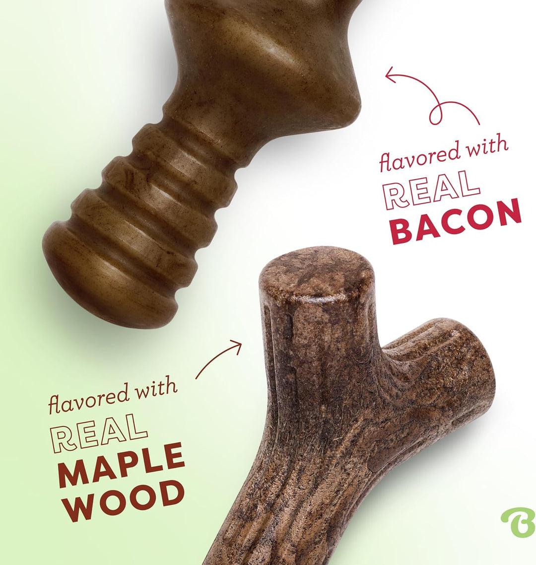 Benebone 2-Pack Indestructible Maplestick/Zaggler for Aggressive Chewers, Long Lasting Tough Boredom
