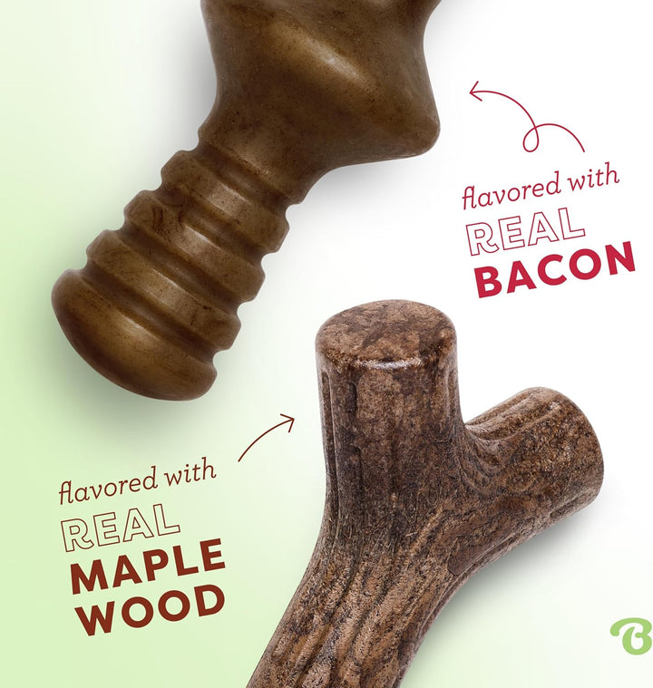 Benebone 2-Pack Indestructible Maplestick/Zaggler for Aggressive Chewers, Long Lasting Tough Boredom