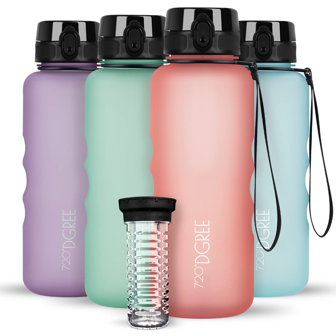 720°DGREE Trinkflasche “uberBottle“ 350ml, 500ml, 650ml, 1l softTouch +Früchtebehälter - Auslaufsich