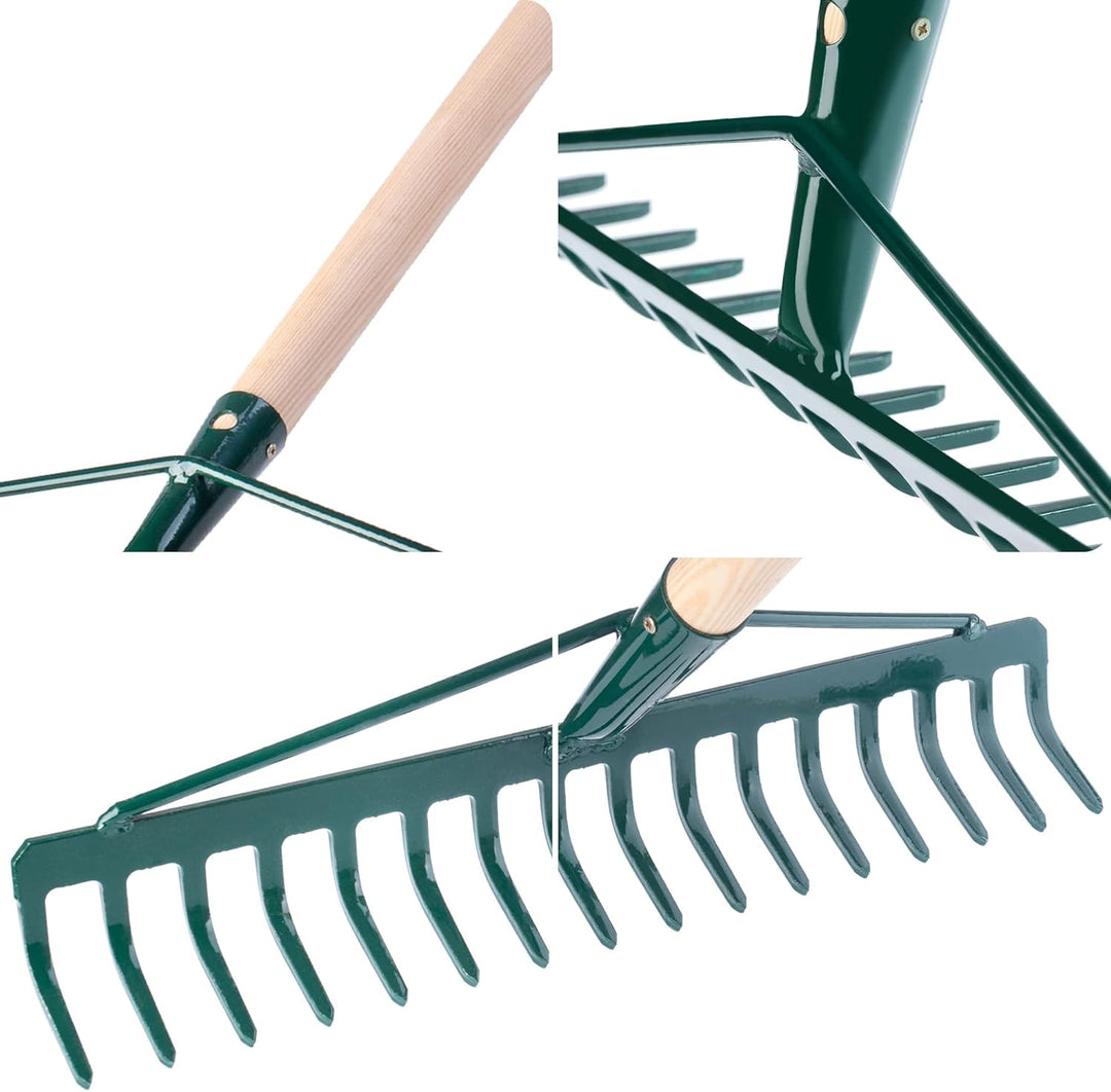 KADAX Rechen, breite Harke für Garten, Beet, Rasen, Gartenharke, Bügelrechen, Rasenrechen aus Metall