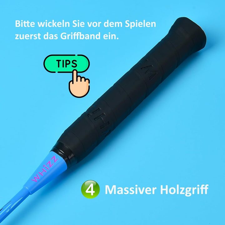 WHiZZ Carbon Badminton Schläger Set, Leichter Graphit Badmintonschläger Federball Set für Training,