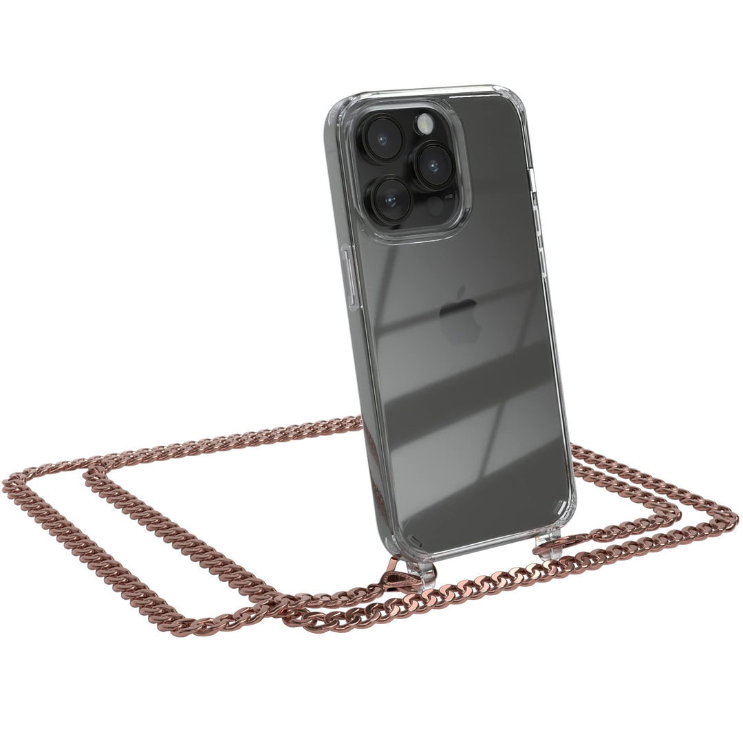 EAZY CASE Handykette kompatibel mit iPhone 14 Pro Handyhülle mit Metall Umhängeband und Ersatz Korde