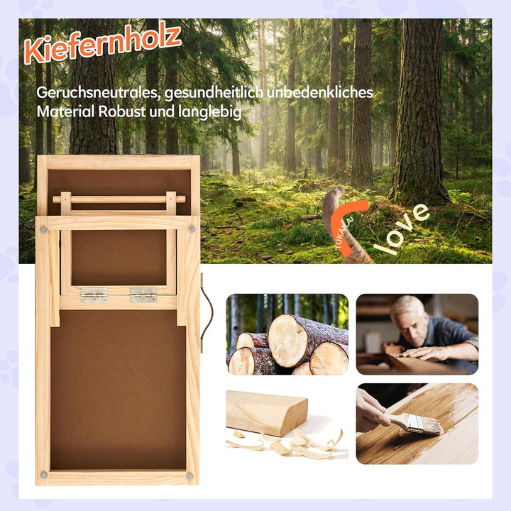 Tukailai Hunderampe aus Holz 70cm Lang Hundetreppe für Bett Sofa Auto Klappbare 2 Höhenverstellbar H