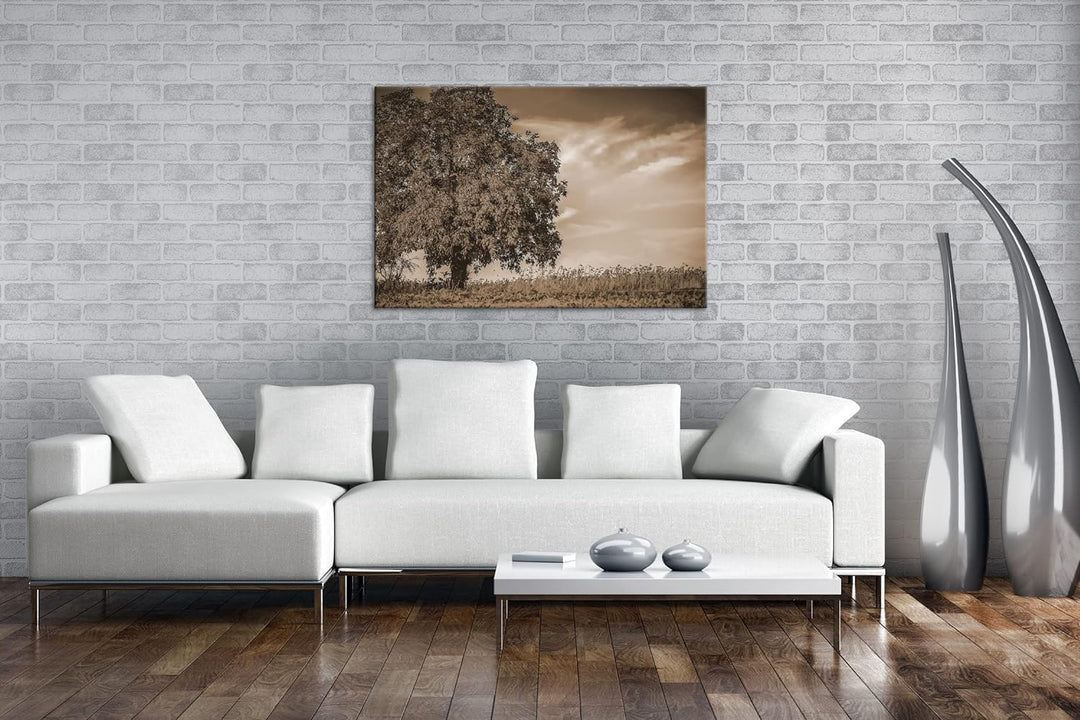 deyoli Herbstliche Landschaft Format: 80x60 als Leinwand, Effekt: Sepia, Motiv fertig gerahmt auf Ec