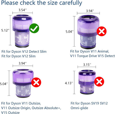 V12 Filter Ersatzfilter für Dyson V12 Detect Slim Absolute Extra Staubsauger, Teilenummer 971517-01