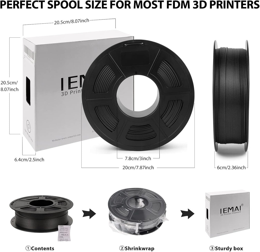 IEMAI PLA Kohlefaser Filament 1,75 mm, 3D Drucker Filament Carbon Fiber Filament 1.75 PLA Gefüllt mi