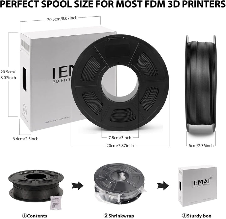 IEMAI PLA Kohlefaser Filament 1,75 mm, 3D Drucker Filament Carbon Fiber Filament 1.75 PLA Gefüllt mi