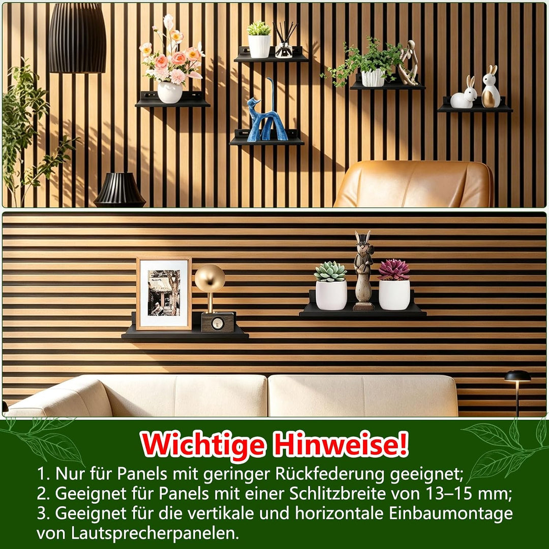 Regal für Akustikpaneele ohne Bohren Hochwertiger Kohlenstoffstahl 25x10cm | Metallschrauben 10 kg T