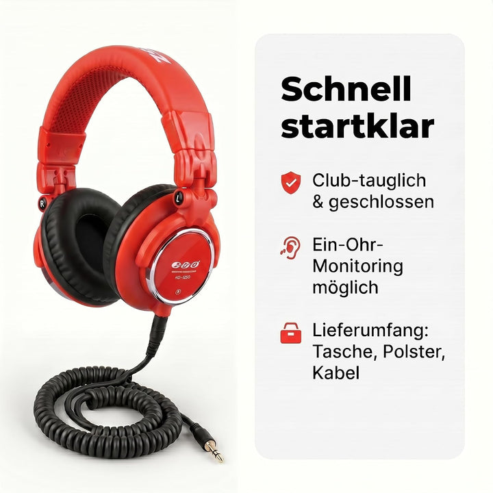 Zomo HD-1200 Professioneller Stereo-Kopfhörer (110dB, 3m) toxic rot