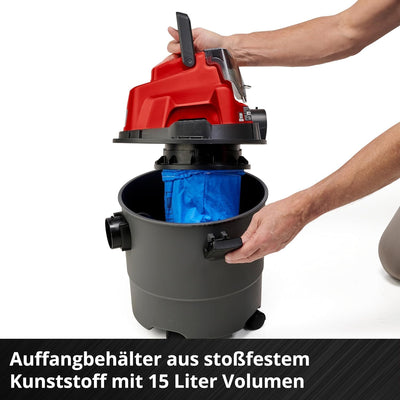 Einhell Akku-Nass-Trockensauger TC-VC 18/15 Li-Solo Power X-Change (Lithium-Ionen, Kunststoffbehälte